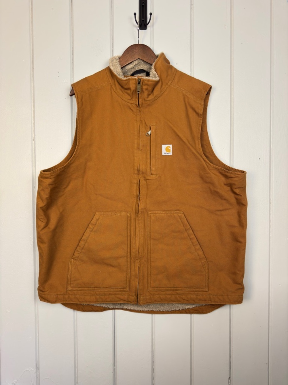 Carhartt Sherpa Washed Duck Mock-Neck Vest XL Tall Loose Fit 0V4277-M
